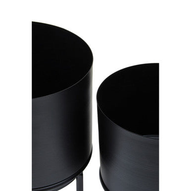 Avento Set Of Three Black Finish Planters
