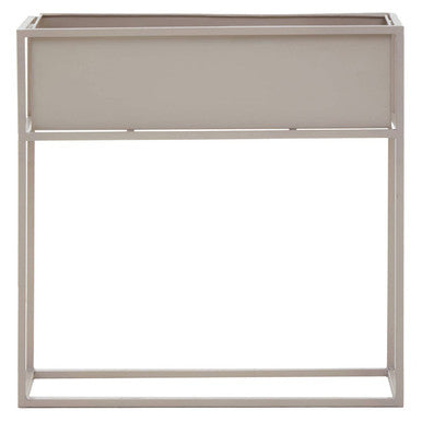 Beige metal planter box on a white background