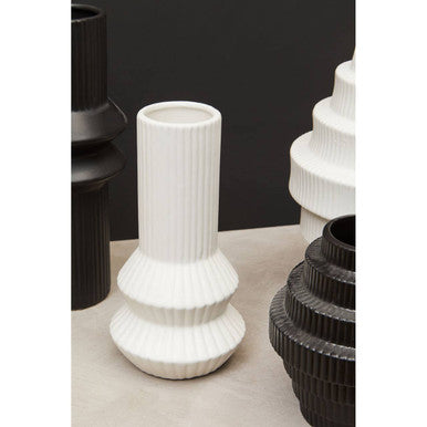 Fabia White Ribbed Vase