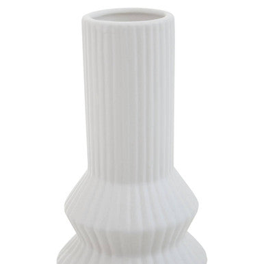Fabia White Ribbed Vase