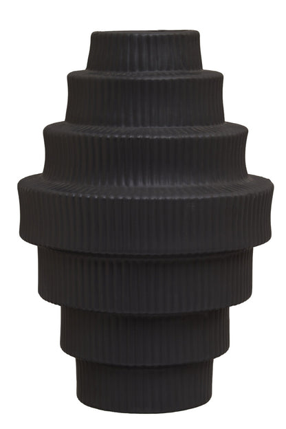 Fabia Black Large Step Design Vase