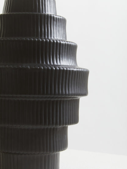 Fabia Black Large Step Design Vase