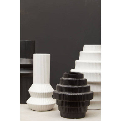 Fabia Black Small Step Design Vase