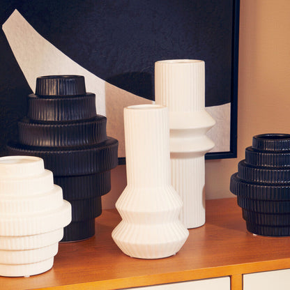 Fabia White Small Step Design Vase
