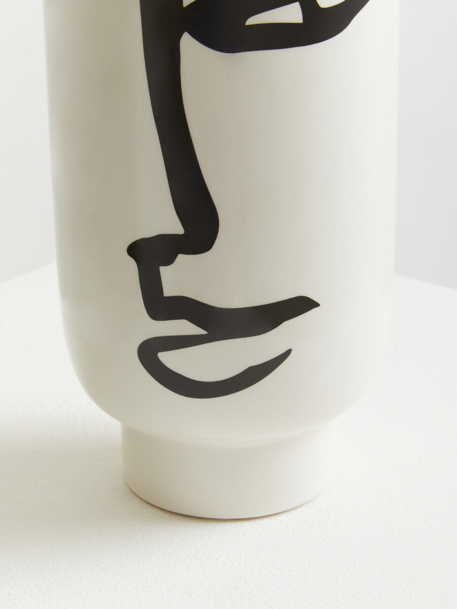 Viso Large Black And White Face Vase