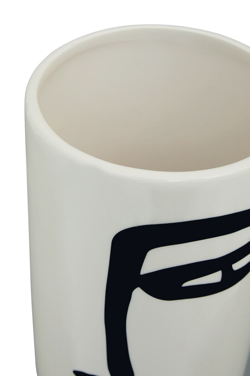 Viso Large Black And White Face Vase