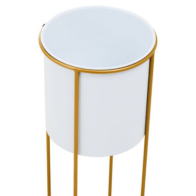 Trosa Large White And Gold Floor Standing Planter