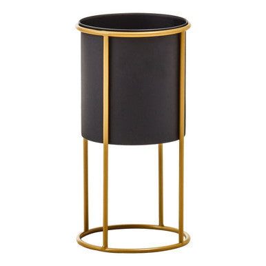 Trosa Small Black And Gold Floor Standing Planter