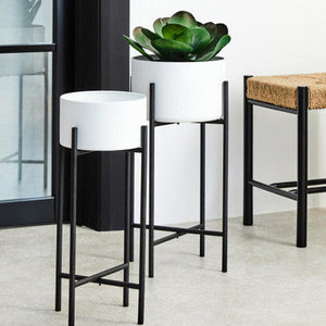 Trosa Large White And Black Floor Standing Planter