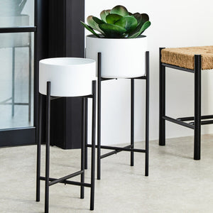 Trosa Small White And Black Floor Standing Planter
