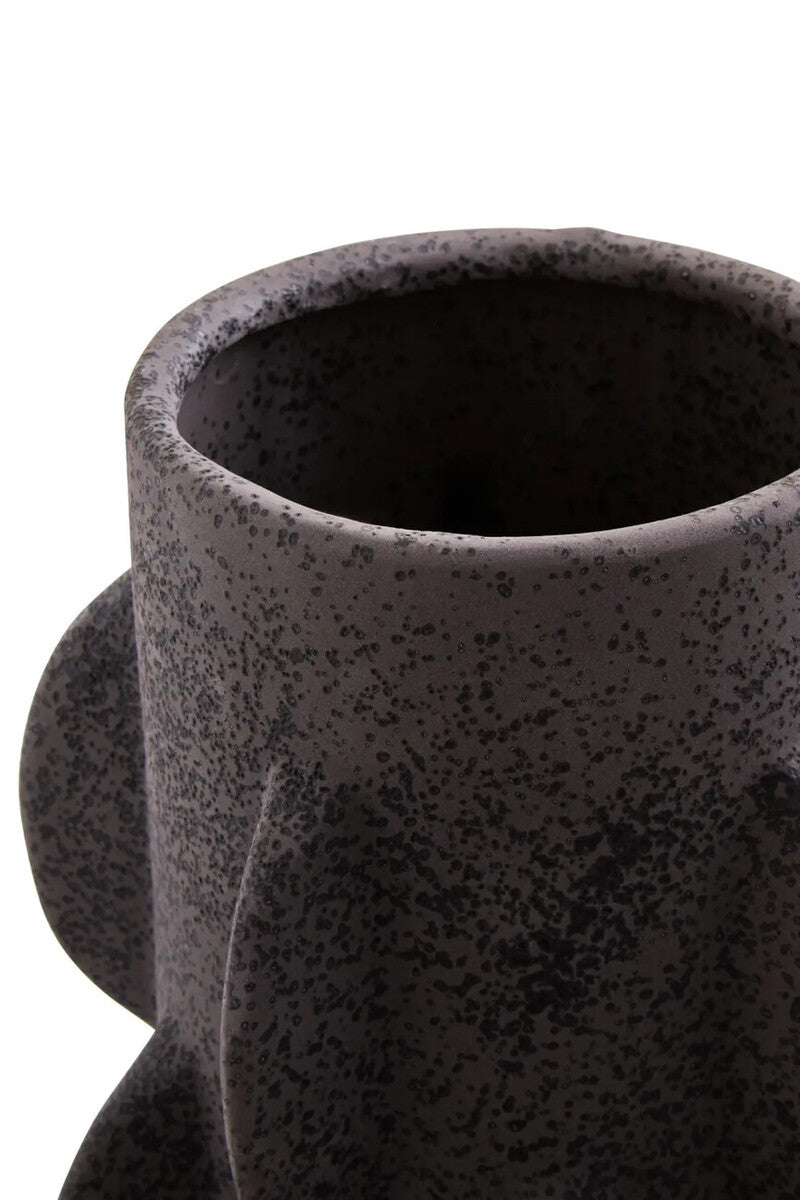 Sidra Small Black Textured Vase