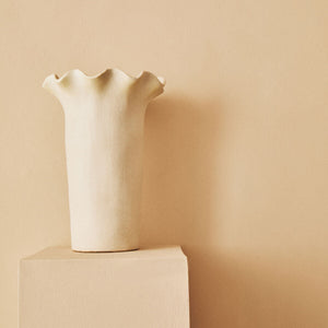 Large Cream Fluted Vase | Sonata