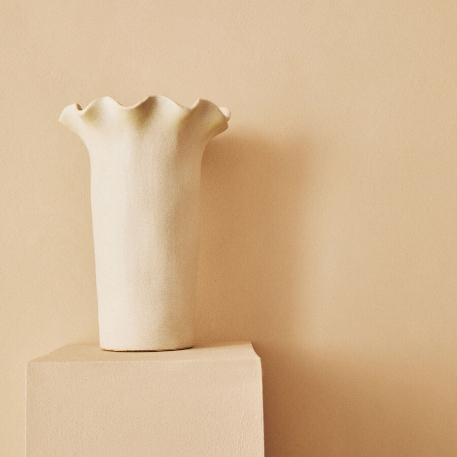 Sonata Large Cream Fluted Vase