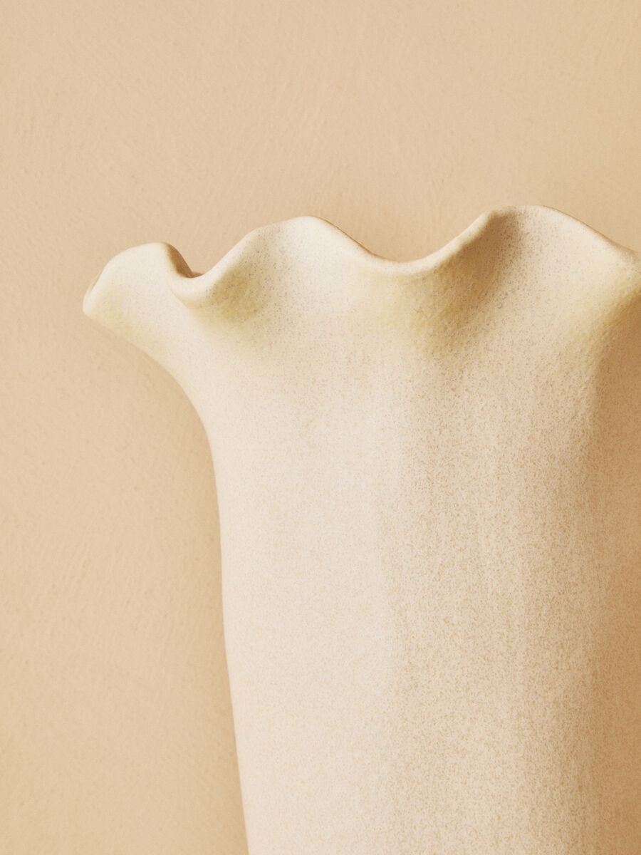 Sonata Large Cream Fluted Vase