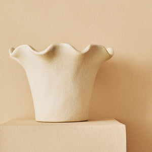 Small Cream Fluted Vase | Sonata