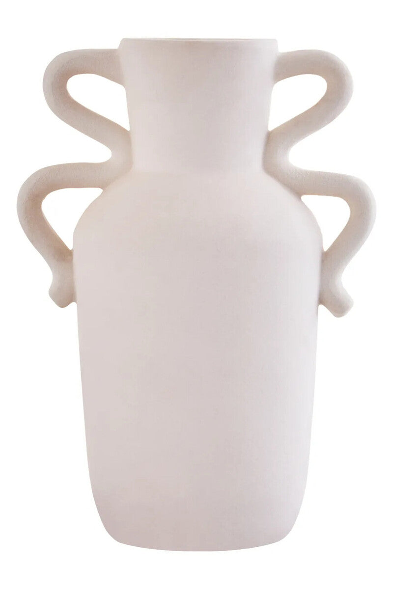 White vase with two handles on a white background