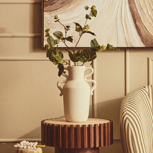 Large White Vase with Abstract Handles | Sonata