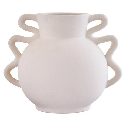 Sonata Small White Vase with Abstract Handles