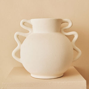 Small White Vase with Abstract Handles | Sonata