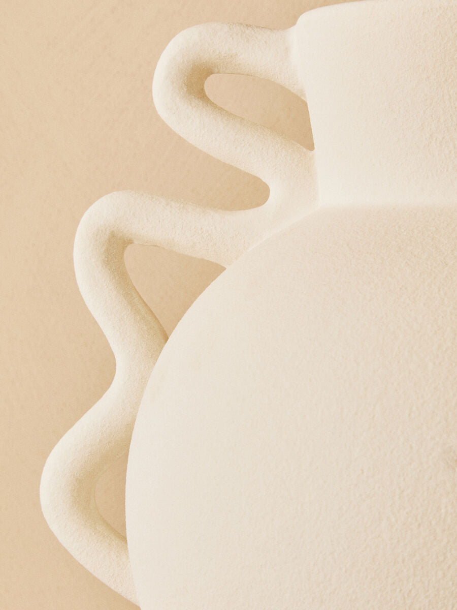 Sonata Small White Vase with Abstract Handles