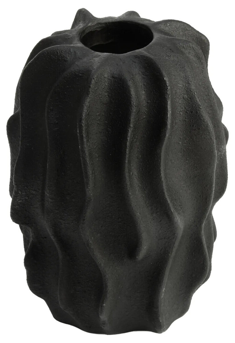 Broc Small Black Textured Vase