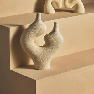 Cream Textured Sculptural Vase | Broc