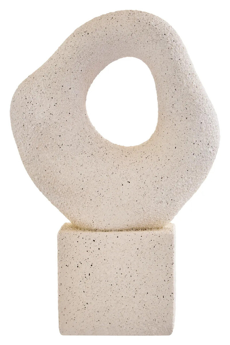 Broc Cream Textured Abstract Loop Sculpture On Pedestal