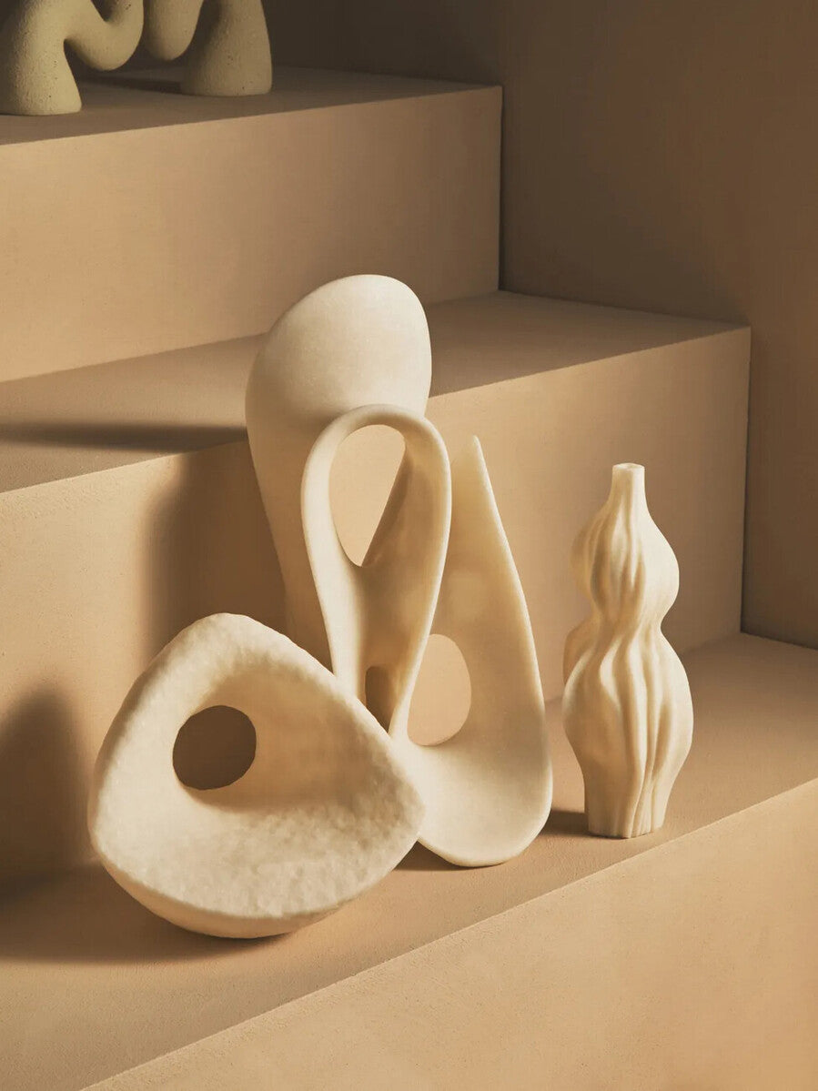 Broc Cream Textured Geometric Sculpture
