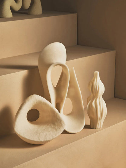 Broc Large White Marble Effect Abstract Loop Sculpture