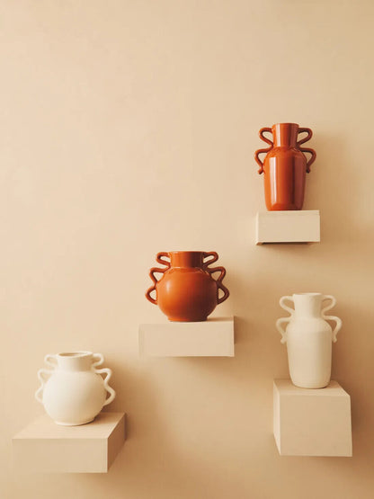 Sonata Large Burnt Orange Vase with Abstract Handles