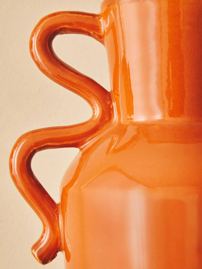 Sonata Large Burnt Orange Vase with Abstract Handles