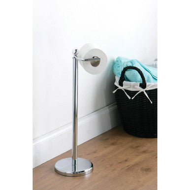 Chrome Bathroom Set Floor Standing Toilet Roll Holder
