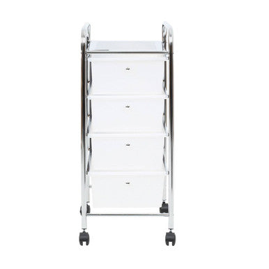 Tube Frame 4 White Plastic Drawers Trolley