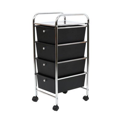 Tube Frame 4 Black Plastic Drawers Trolley