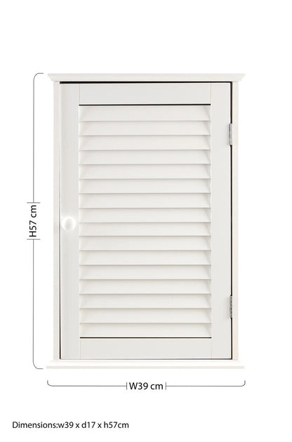 Shutter White Wood Wall Cabinet