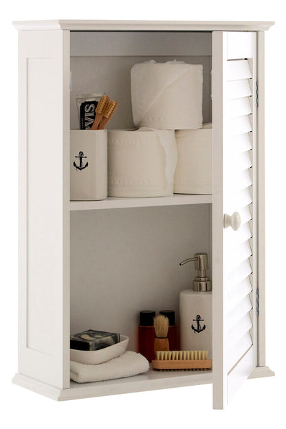Shutter White Wood Wall Cabinet