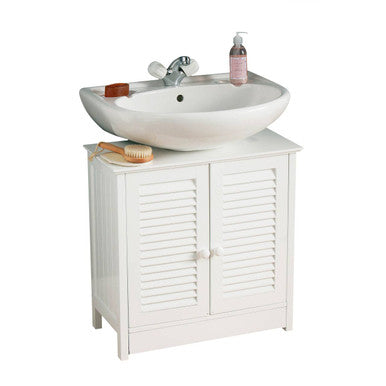 Shutter White Wood Under Sink Bathroom Cabinet - image 3