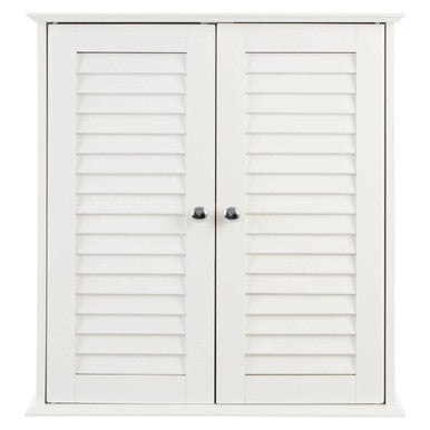 White shutter-style cabinet doors on a white background