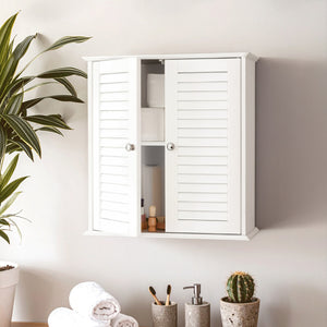 White Wood 2 Door Wall Cabinet | Shutter