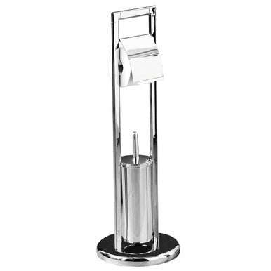 Linnea Chrome Bathroom Set Toilet Brush And Roll Large Holder