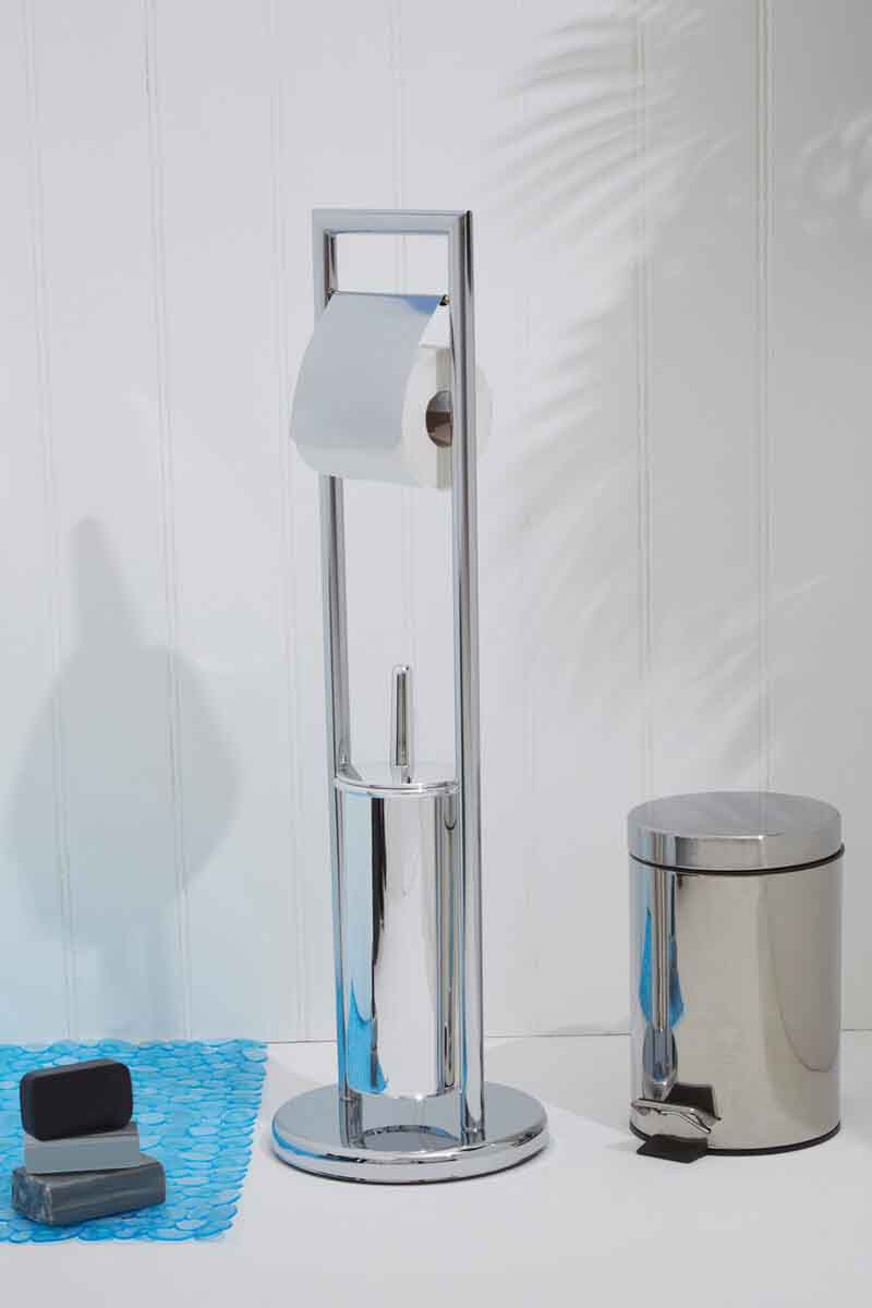 Linnea Chrome Bathroom Set Toilet Brush And Roll Large Holder