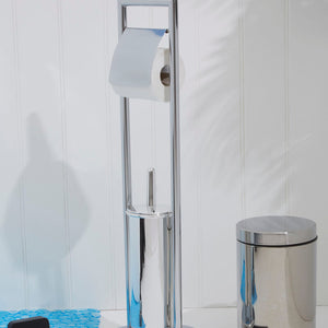 Chrome Finish Toilet Brush and Roll Holder | Linnea