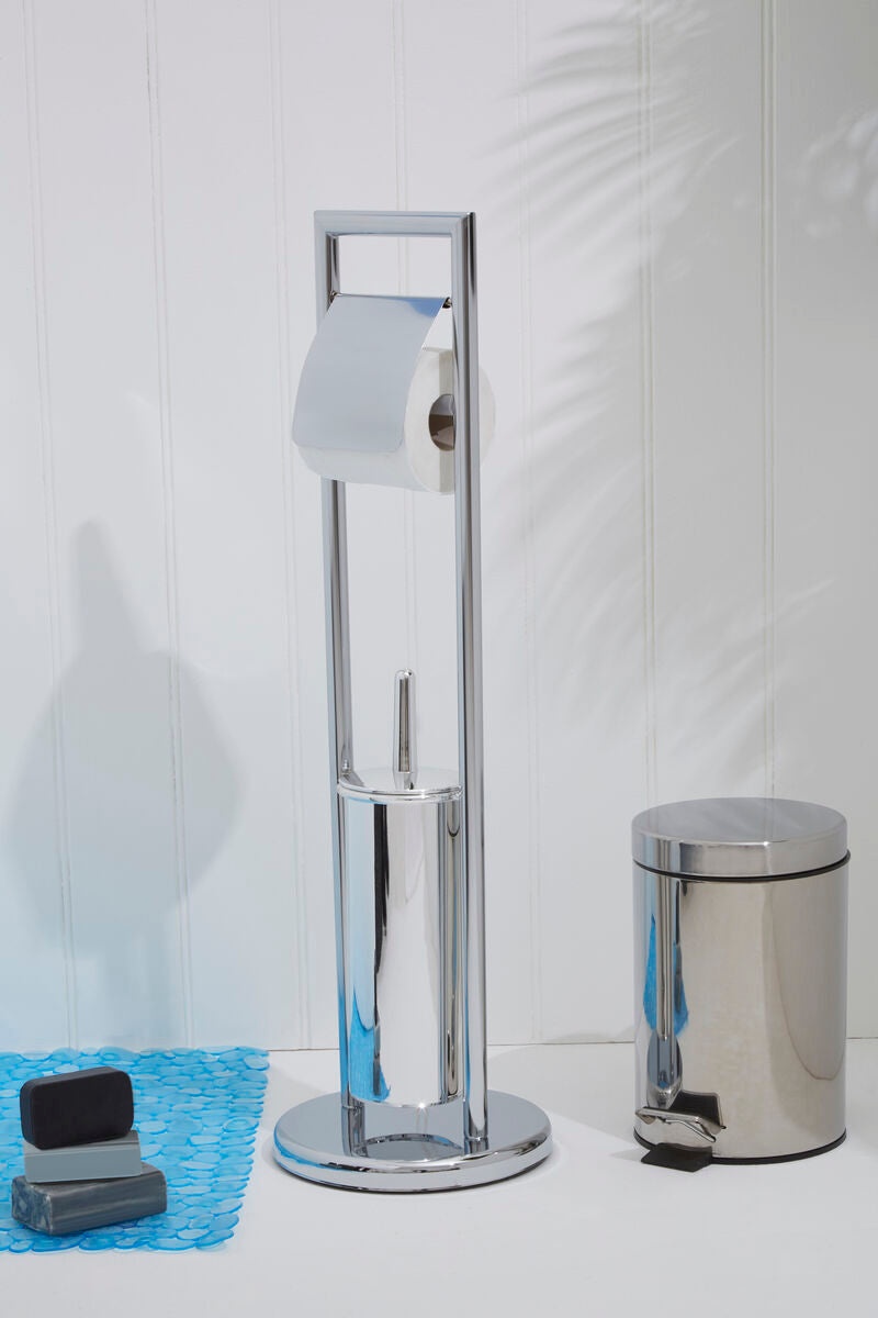 Linnea Squared Chrome Toilet Brush And Roll Holder