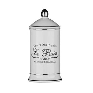 White Ceramic Cotton Bud Storage Jar | Le Bain
