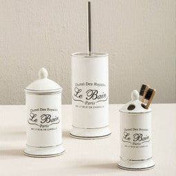Set of three white containers with &