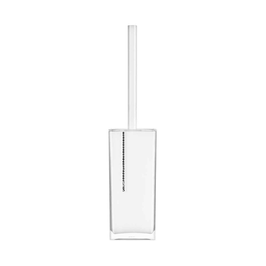 White Acrylic And Crystal Toilet Brush