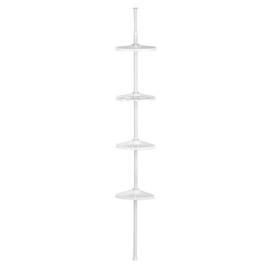 Linnea 4 Tier Spring Mount White Corner Shelf Unit
