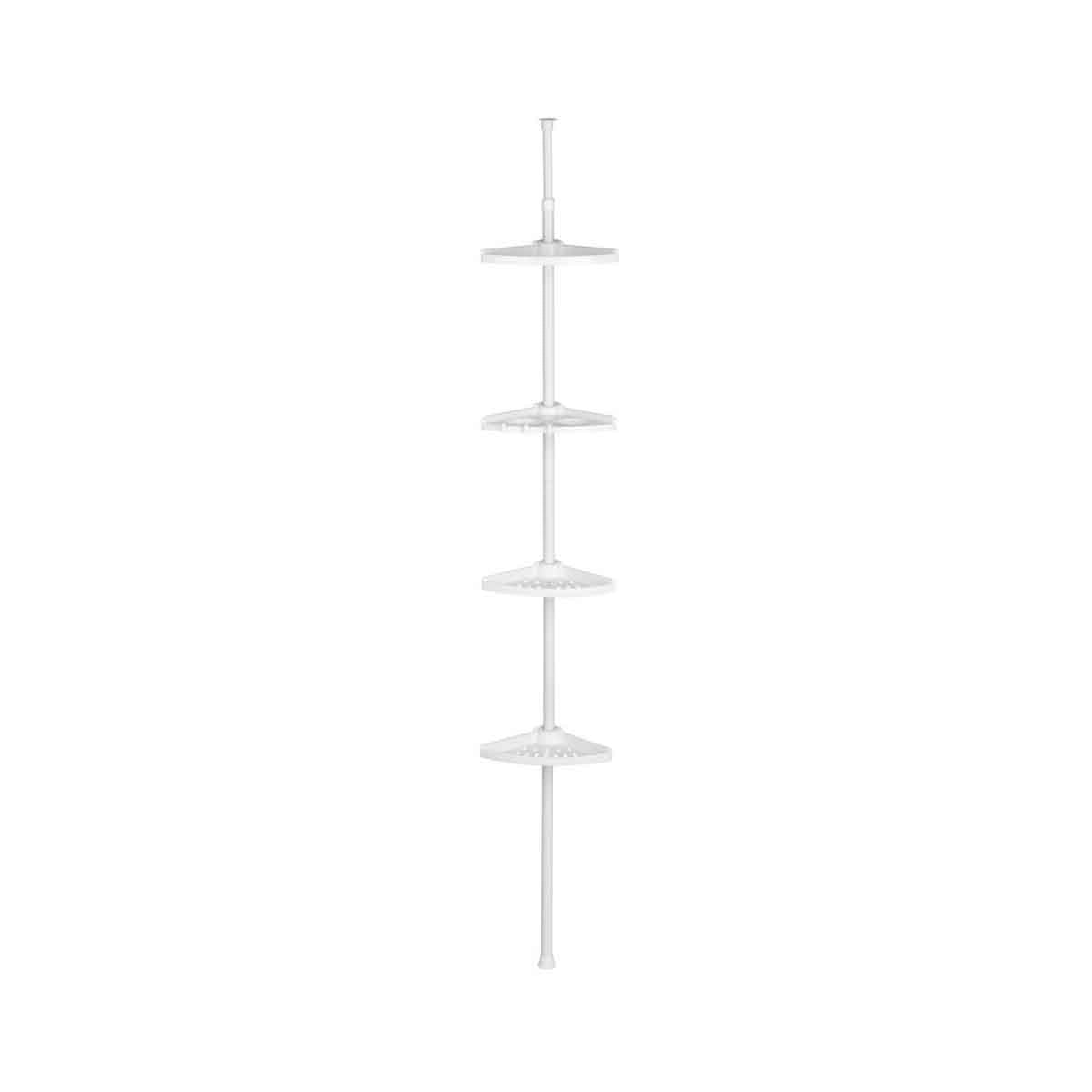 Linnea 4 Tier Spring Mount White Corner Shelf Unit