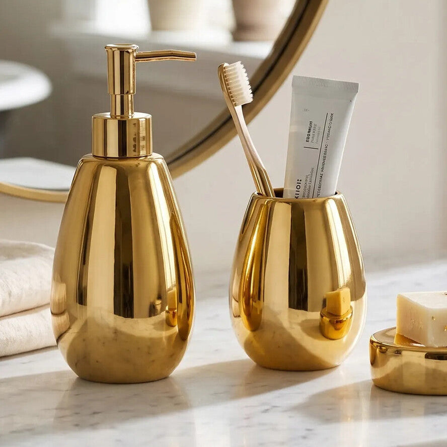 Magpie Dolomite Gold 3 Piece Bathroom Set