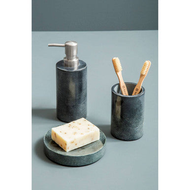 Kamal Dark Grey Marble Effect Soap Dish